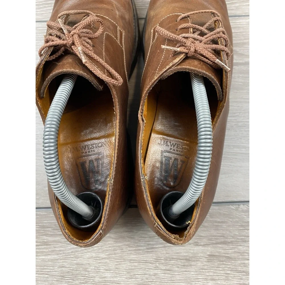 JM Weston‎ Men's Leather Solid Derby Dress Shoes Brown Size 8.5 D
